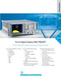 Vector Signal Analyzer R&S FSQ-K70