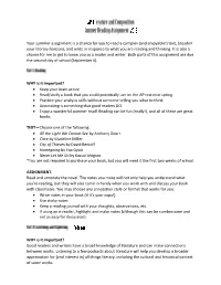 Your Summer Assignment Is a Chance for You to Read a Complex (And