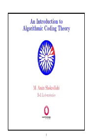 An Introduction to Algorithmic Coding Theory