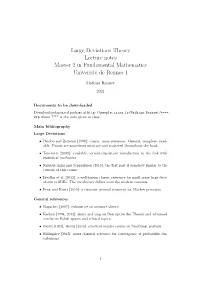 Large Deviations Theory Lecture Notes Master 2 in Fundamental Mathematics Université De Rennes 1