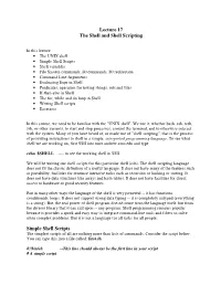 Lecture 17 the Shell and Shell Scripting Simple Shell Scripts