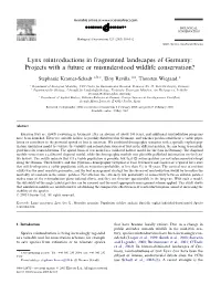 Lynx Reintroductions in Fragmented Landscapes of Germany: Projects with a Future Or Misunderstood Wildlife Conservation?