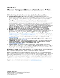 [MS-WMI]: Windows Management Instrumentation Remote Protocol