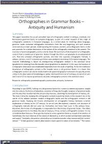 Orthographies in Grammar Books