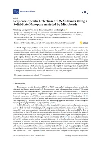 Sequence-Specific Detection of DNA Strands Using a Solid-State Nanopore Assisted by Microbeads