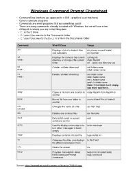 Windows Command Prompt Cheatsheet