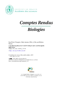 A Nicotinic Hypothesis for Covid-19 with Preventive and Therapeutic Implications Volume 343, Issue 1 (2020), P