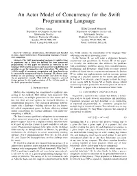 An Actor Model of Concurrency for the Swift Programming Language
