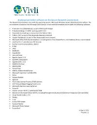 Analytical and Other Software on the Secure Research Environment