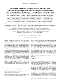 Decreased Biochemical Progression in Patients with Castration‑Resistant