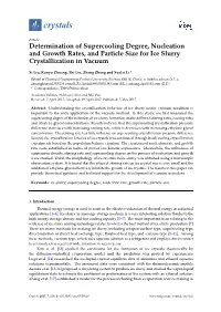 Determination of Supercooling Degree, Nucleation and Growth Rates, and Particle Size for Ice Slurry Crystallization in Vacuum