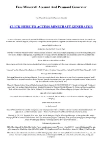 Free Minecraft Account and Password Generator