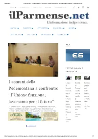 I Comuni Della Pedemontana a Confronto: “L'unione Funziona