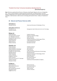 Initiative Disciplines Development List 01 Natural and Physical Sciences (100)