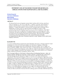 Internet Use of Polish by Polish Melburnians: Implications for Maintenance and Teaching