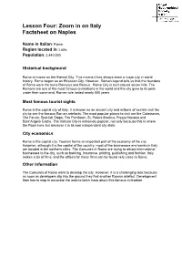 Lesson Four: Zoom in on Italy Factsheet on Naples