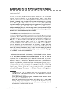 Salomon Maimon and the Metaphorical Nature of Language