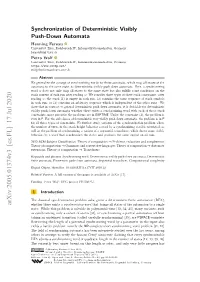 Synchronization of Deterministic Visibly Push-Down Automata