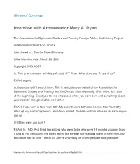 Interview with Ambassador Mary A. Ryan