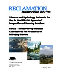 Part II – Reservoir Operations Assessment for Reclamation Tributary Basins
