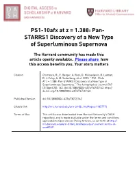 PS1-10Afx at Z = 1.388: Pan- STARRS1 Discovery of a New Type of Superluminous Supernova