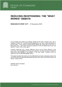 Reducing Reoffending: the “What Works” Debate