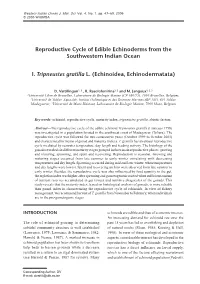 Reproductive Cycle of Edible Echinoderms from the Southwestern Indian Ocean