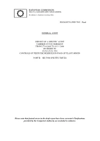 Specific Audit Report on the Controls in Germany of Pesticide Residues In