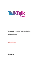 Talktalk Response to Issues Statement