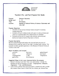 Teacher's Pre- and Post-Program Visit Guide