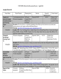 USFS SOPA Review for Recreation Projects – April 2016
