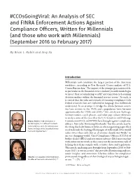 An Analysis of SEC and FINRA Enforcement Actions Against