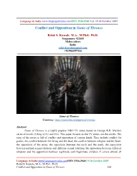 Conflict and Opposition in Game of Thrones