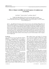 Effect of Climate Variability on Event Frequency of Sorghum Ergot in Australia