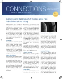 Evaluation and Management of Thoracic Spine Pain in the Primary Care Setting