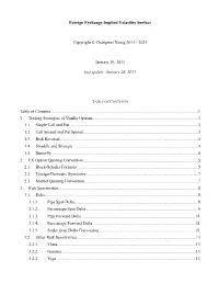 Foreign Exchange Implied Volatility Surface Copyright © Changwei