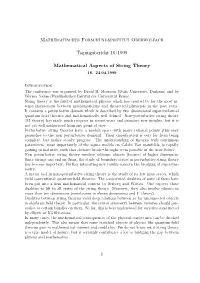 Mathematisches Forschungsinstitut Oberwolfach Tagungsbericht 16/1999 Mathematical Aspects of String Theory