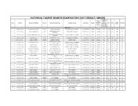NATIONAL TALENT SEARCH EXAMINATION 2017-RESULT, SIKKIM Disability Area of Status Residence (Please Total Sl
