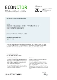 Natural Values As a Factor in the Location of Residential Investments
