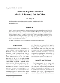 Notes on Lopharia Mirabilis (Berk. & Broome) Pat. in China