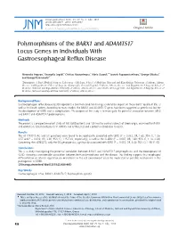 Polymorphisms of the BARX1 and ADAMTS17 Locus Genes in Individuals with Gastroesophageal Reflux Disease