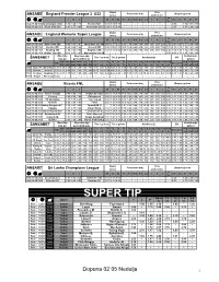 Super League Šansa Poluvreme 2+ 1 X 2 1X 12 X2 1-1 X-1 X-X X-2 2-2 1 X 2 0-2 2-3 3+ 4+ 5+ R ? 1P