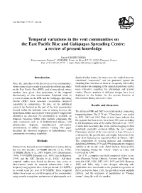 Temporal Variations in the Vent Communities on the East Pacific Rise and Galápagos Spreading Centre: a Review of Present Knowledge