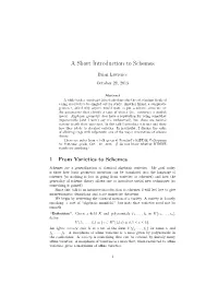 A Short Introduction to Schemes