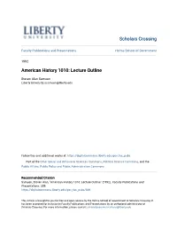American History 1010: Lecture Outline