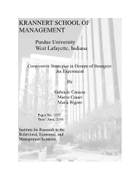 Cooperative Strategies in Groups of Strangers: an Experiment