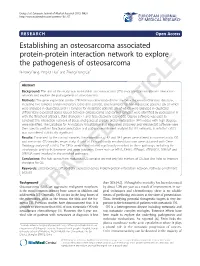 Establishing an Osteosarcoma Associated Protein-Protein Interaction Network to Explore the Pathogenesis of Osteosarcoma Rk to Ex