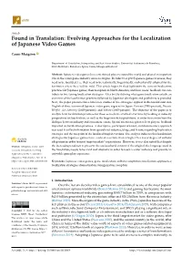 Found in Translation: Evolving Approaches for the Localization of Japanese Video Games