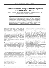 Technical Standards and Guidelines for Myotonic Dystrophy Type 1 Testing Thomas W