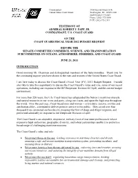 Testimony of Admiral Robert J. Papp, Jr. Commandant, U.S. Coast Guard